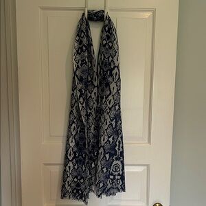 J. McLaughlin Wool Scarf in Navy and Cream Snake Print